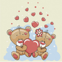 Набір для малювання на полотні Пара ведмедиків 15537-AC, 30х30 см