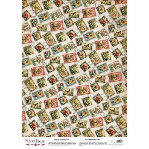 Деко веллум (аркуш кальки з малюнком) Spring Botanical Story Поштові Марки, А3 (29,7х42 см)