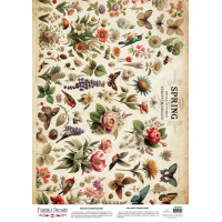 Деко веллум (лист кальки с рисунком) Spring Botanical Story Цветочная фантазия, А3 (29,7х42 см)