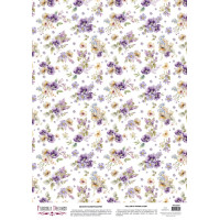 Деко веллум (лист кальки с рисунком) Floral Sentiments Пурпурная симфония, А3 (29,7х42 см)