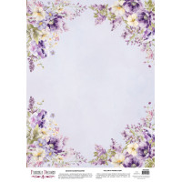 Деко веллум (лист кальки с рисунком) Floral Sentiments Сиреневая рамка, А3 (29,7х42 см)