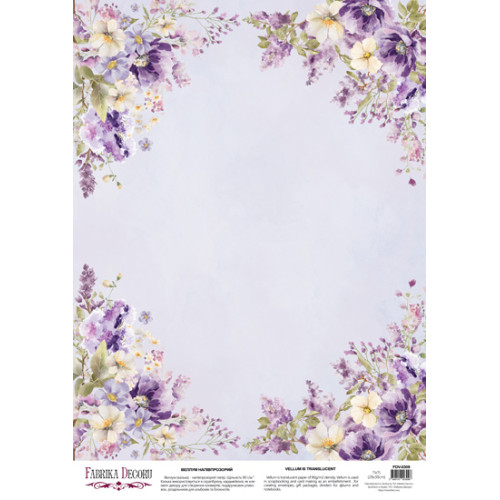 Деко веллум (аркуш кальки з малюнком) Floral Sentiments Бузкова рамка, А3 (29,7х42 см)