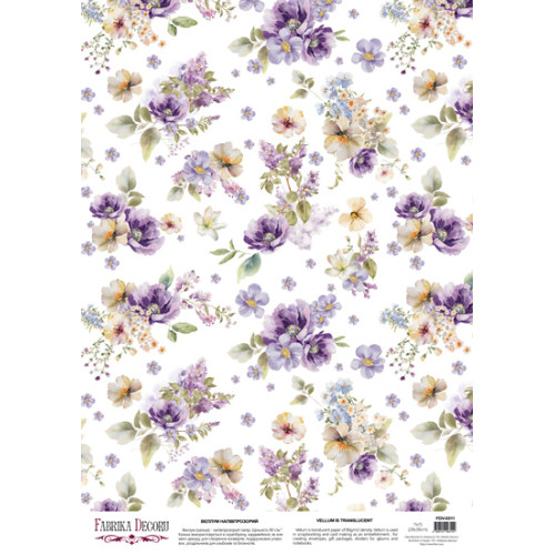 Деко веллум (аркуш кальки з малюнком) Floral Sentiments Весняні квіти, А3 (29,7х42 см)