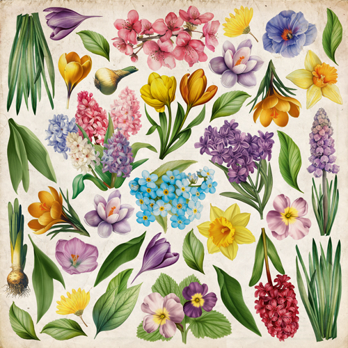 Аркуш з картинками для вирізання Spring Botanical Story 20х20 см
