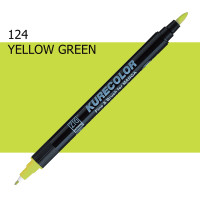 Двухсторонний маркер Желто-зеленый (Yellow Green) KURETAKE Kurecolor Fine&Brush, №124