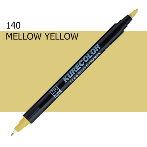 Двосторонній маркер М'який жовтий (Mellow Yellow) KURETAKE Kurecolor Fine&Brush, №140