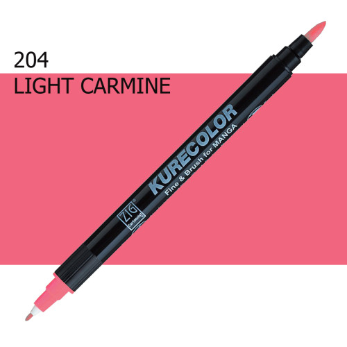 Двосторонній маркер Світлий кармін (Light Carmine) KURETAKE Kurecolor Fine&Brush, №204