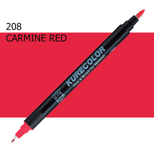 Двосторонній маркер Карміново-червоний (Carmine Red) KURETAKE Kurecolor Fine&Brush, №208