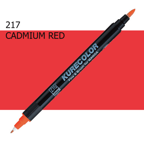 Двосторонній маркер Кадмієво-червоний (Cadmium Red) KURETAKE Kurecolor Fine&Brush, №217