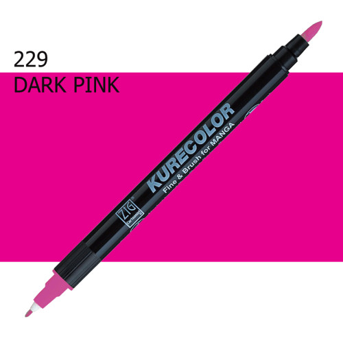 Двосторонній маркер Темно-рожевий KURETAKE Kurecolor Fine&Brush, №229