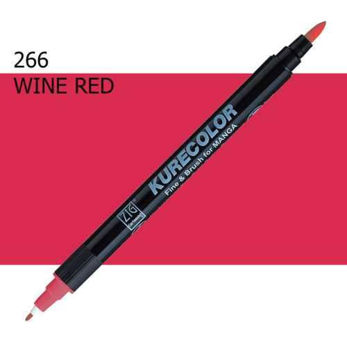 Двосторонній маркер Вино-червоний (Wine Red) KURETAKE Kurecolor Fine&Brush, №266