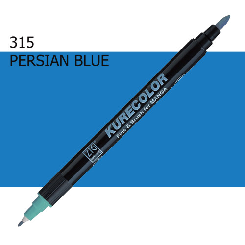 Двосторонній маркер Перський синій (Persian Blue) KURETAKE Kurecolor Fine&Brush, №315
