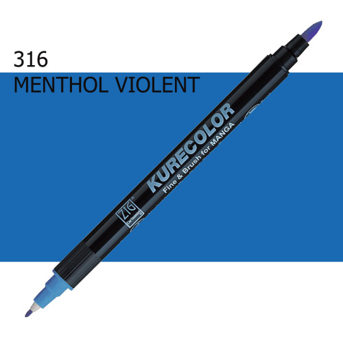 Двосторонній маркер Ментолово-фіолетовий (Menthol Violet) KURETAKE Kurecolor Fine&Brush, №316