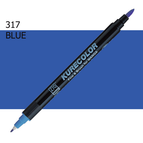 Двосторонній маркер Синій (Blue) KURETAKE Kurecolor Fine&Brush, №317