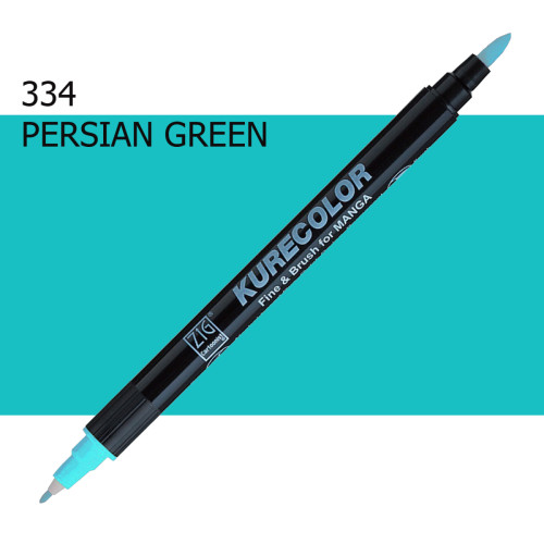 Двосторонній маркер Перський зелений KURETAKE Kurecolor Fine&Brush, №334