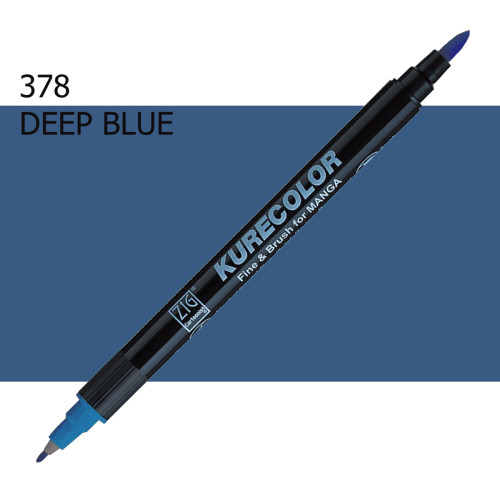 Двосторонній маркер Глибокий синій (Deep Blue) KURETAKE Kurecolor Fine&Brush, №378