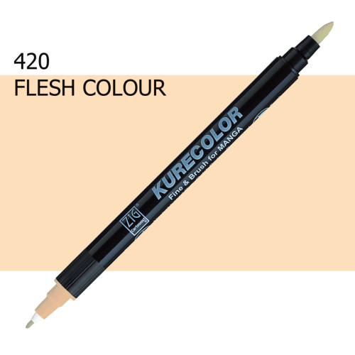 Двосторонній маркер Тілесний (Flesh Colour) KURETAKE Kurecolor Fine&Brush, №420