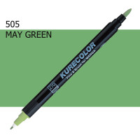 Двухсторонний маркер Майская зелень (May Green) KURETAKE Kurecolor Fine&Brush, №505