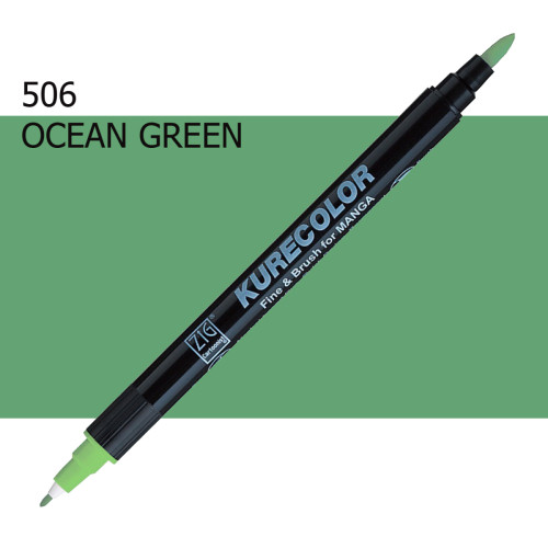 Двосторонній маркер Океанічна зелень (Ocean Green) KURETAKE Kurecolor Fine&Brush, №506