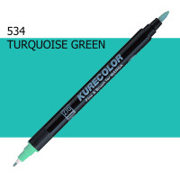 Двухсторонний маркер Бирюзовый зеленый (Turquoise Green) KURETAKE Kurecolor Fine&Brush, №534