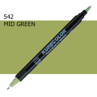 Двухсторонний маркер Средне-зеленый (Mid Green) KURETAKE Kurecolor Fine&Brush, №542