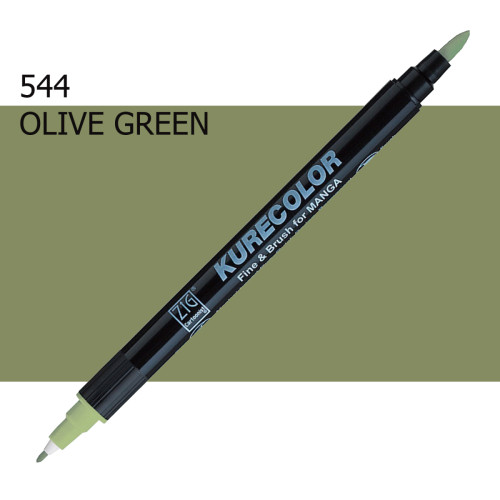 Двосторонній маркер Оливковий зелений (Olive Green) KURETAKE Kurecolor Fine&Brush, №544