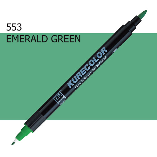 Двосторонній маркер Смарагдовий зелений (Emerald Green) KURETAKE Kurecolor Fine&Brush, №553