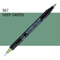 Двухсторонний маркер Глубокий зеленый (Deep Green) KURETAKE Kurecolor Fine Brush, №567