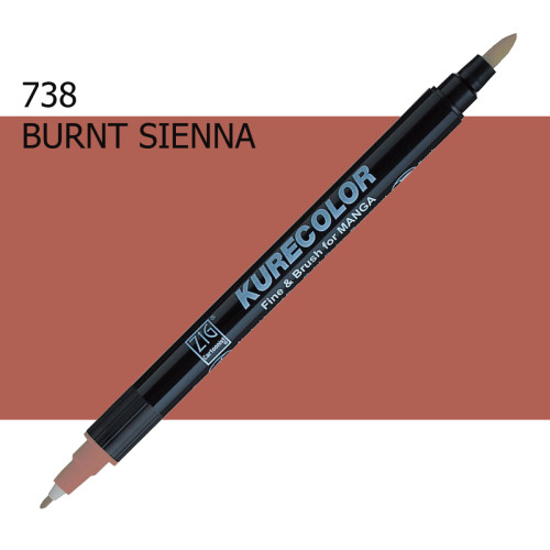 Двосторонній маркер Палена сієна (Burnt Sienna) KURETAKE Kurecolor Fine&Brush, №738