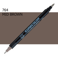 Двухсторонний маркер Средне-коричневый (Mid Brown) KURETAKE Kurecolor Fine Brush, №764