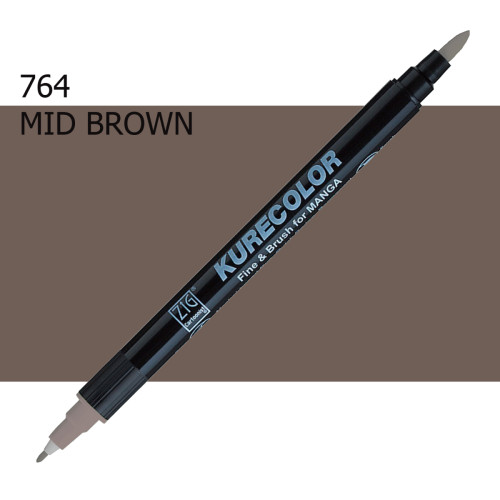 Двосторонній маркер Середньо-коричневий (Mid Brown) KURETAKE Kurecolor Fine&Brush, №764
