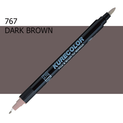 Двосторонній маркер Темно-коричневий (Dark Brown) KURETAKE Kurecolor Fine&Brush, №767