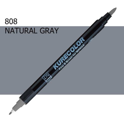 Двосторонній маркер Натуральний сірий (Natural Gray) KURETAKE Kurecolor Fine&Brush, №808