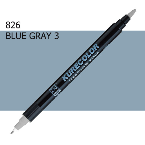 Двосторонній маркер Синьо-сірий 3 (Blue Gray 3) KURETAKE Kurecolor Fine&Brush, №826