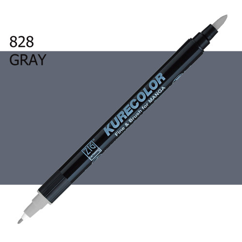 Двосторонній маркер Сірий (Gray) KURETAKE Kurecolor Fine&Brush, №828