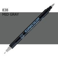 Двосторонній маркер Середньо-сірий (Mid Gray) KURETAKE Kurecolor Fine&Brush, №838