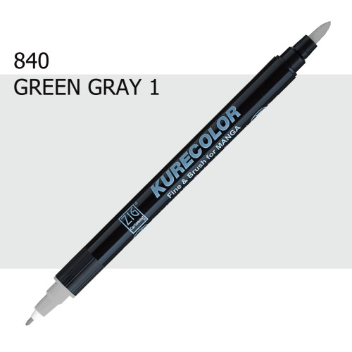 Двосторонній маркер Зелено-сірий 1 (Green Gray 1) KURETAKE Kurecolor Fine&Brush, №840