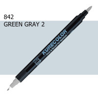 Двосторонній маркер Зелено-сірий 2 (Green Gray 2) KURETAKE Kurecolor Fine Brush, №842