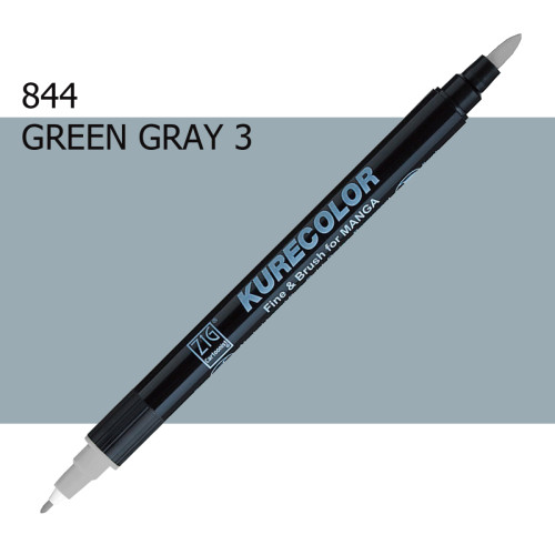 Двосторонній маркер Зелено-сірий 3 (Green Gray 3) KURETAKE Kurecolor Fine&Brush, №844