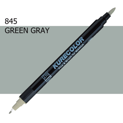 Двосторонній маркер Зелено-сірий (Green Gray) KURETAKE Kurecolor Fine&Brush, №845