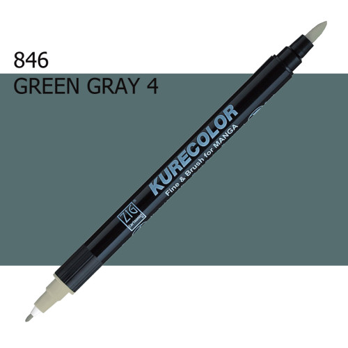 Двосторонній маркер Зелено-сірий 4 (Green Gray 4) KURETAKE Kurecolor Fine&Brush, №846
