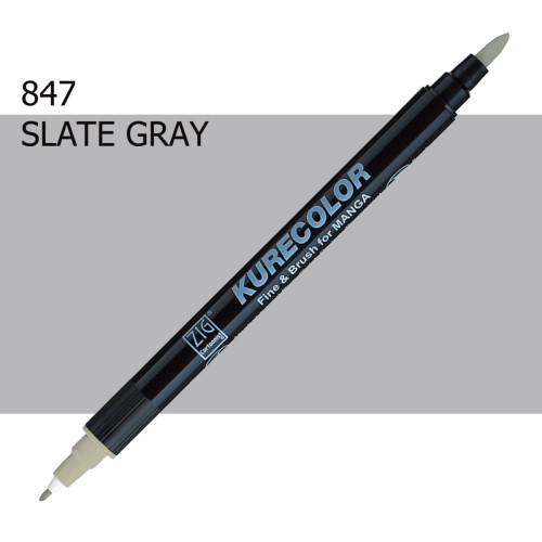 Двосторонній маркер Грифельно-сірий (Slate Gray) KURETAKE Kurecolor Fine&Brush, №847