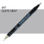 Двосторонній маркер Грифельно-сірий (Slate Gray) KURETAKE Kurecolor Fine&Brush, №847