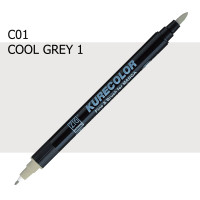 Двосторонній маркер Холодний сірий 1 (Cool Gray 1) KURETAKE Kurecolor Fine&Brush №001