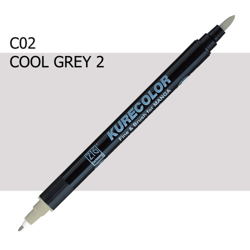 Двосторонній маркер Холодний сірий 2 (Cool Gray 2) KURETAKE Kurecolor Fine&Brush №002