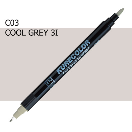 Двосторонній маркер Холодний сірий 3 (Cool Gray 3) KURETAKE Kurecolor Fine&Brush, №c03
