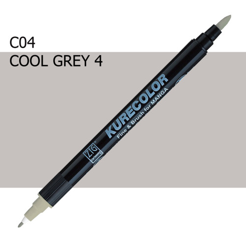 Двосторонній маркер Холодний сірий 4 (Cool Gray 4) KURETAKE Kurecolor Fine&Brush №004
