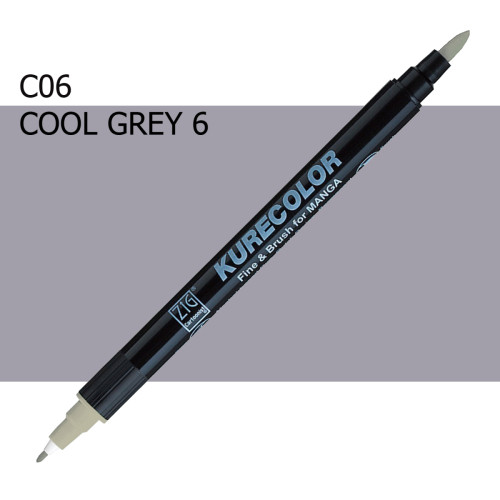 Двосторонній маркер Холодний сірий 6 (Cool Gray 6) KURETAKE Kurecolor Fine&Brush №006