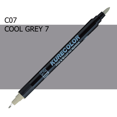 Двосторонній маркер Холодний сірий 7 (Cool Gray 7) KURETAKE Kurecolor Fine&Brush, №c07