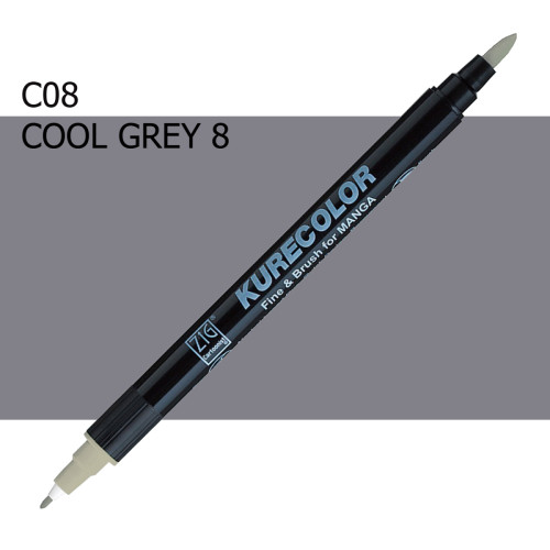 Двосторонній маркер Холодний сірий 8 (Cool Gray 8) KURETAKE Kurecolor Fine&Brush №008